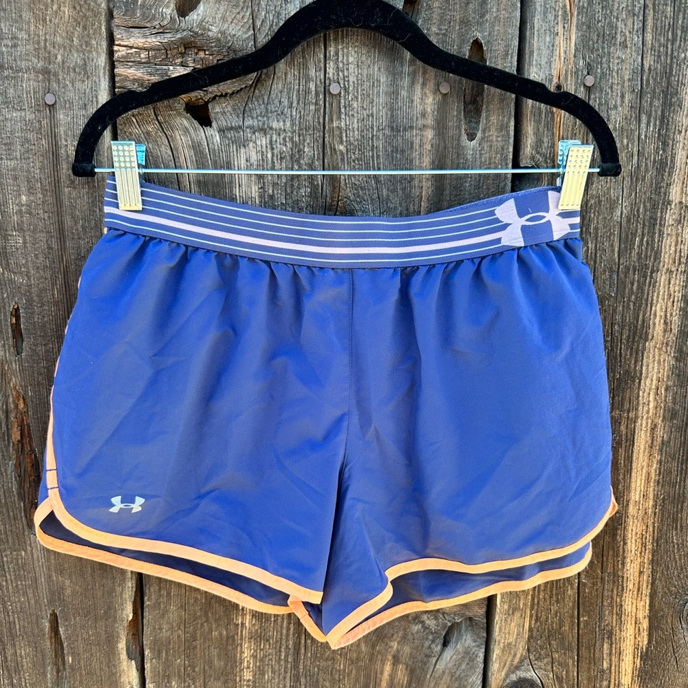 Under Armour Blue Sherbet Orange Workout Running Shorts with Built in Underwear